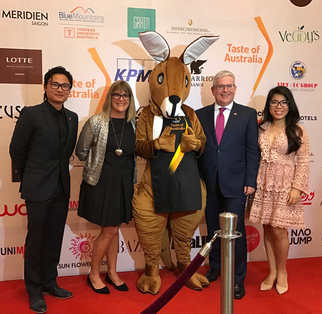 Taste of Australia Gala Launch - Left to right – celebrity chef and tv presenter Luke Nguyen, Australian consult general Karen Lanyon, Australian ambassador Craig Chittick, Betty Tran